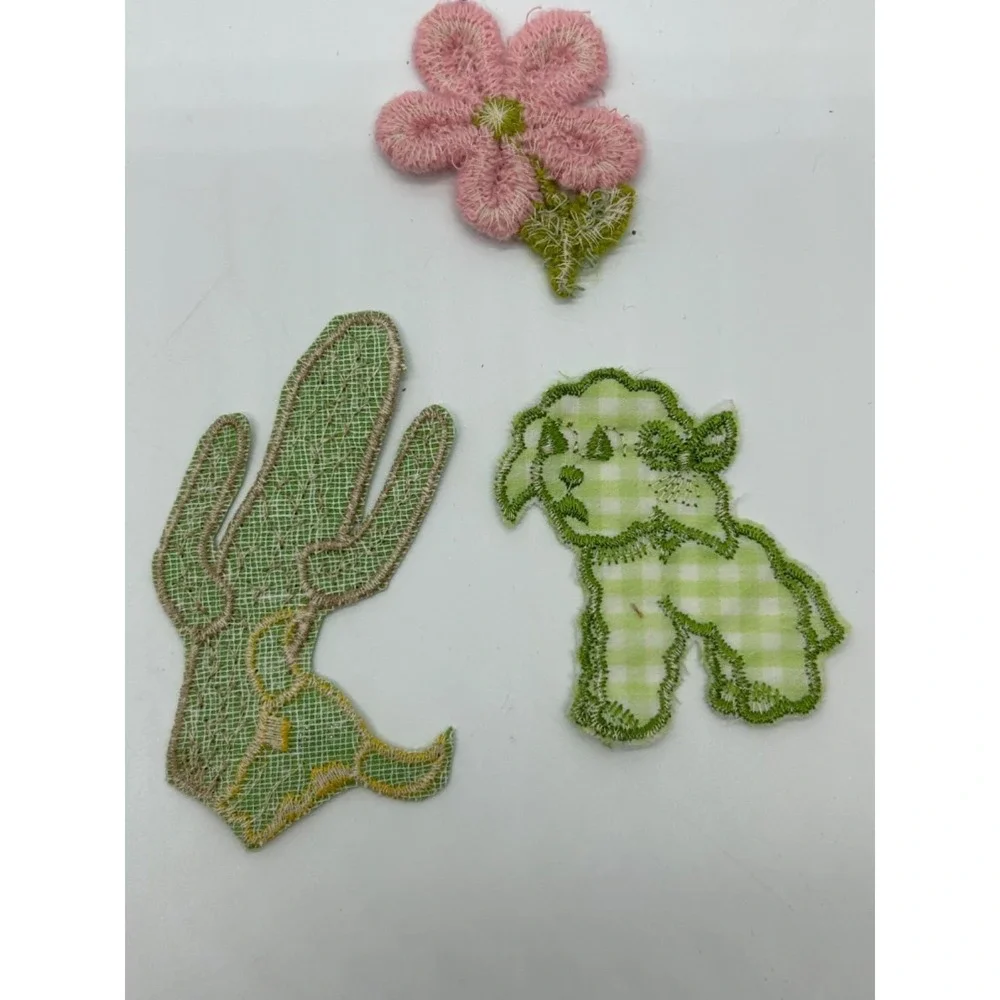 Vintage 60's Hippy Lot of‎ 7 Patches Owl Flower Mushroom Lamb Cactus & Hearts